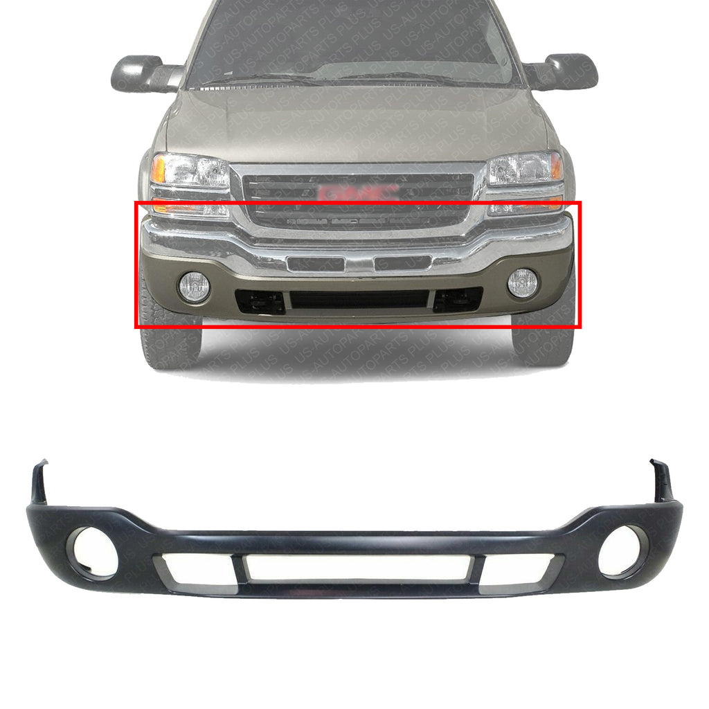 Front Bumper Cover Primed Lower Valance With Fog Light Holes For 2003-2006 Sierra 1500 2500HD 3500