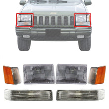 Load image into Gallery viewer, Headlights Assembly + Corner &amp; Signal Lights For 1993-1996 Jeep Grand Cherokee