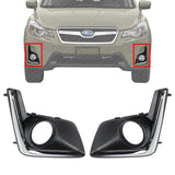 Front Fog Bezels Trim Textured W/ Chrome Trim LH&RH For 2016-17 Subaru Crosstrek