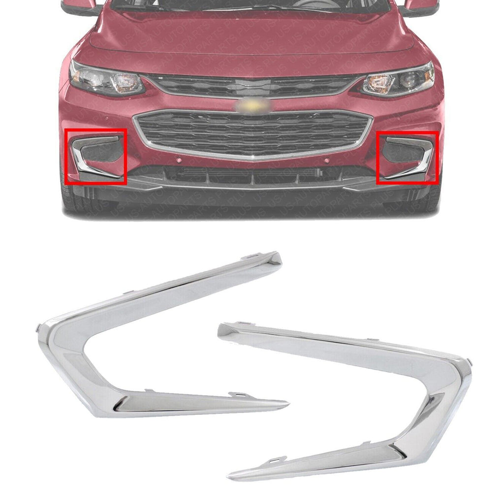 Front Bumper Chrome Moldings Trim LH & RH For 2016-2018 Chevrolet Malibu L/ LS