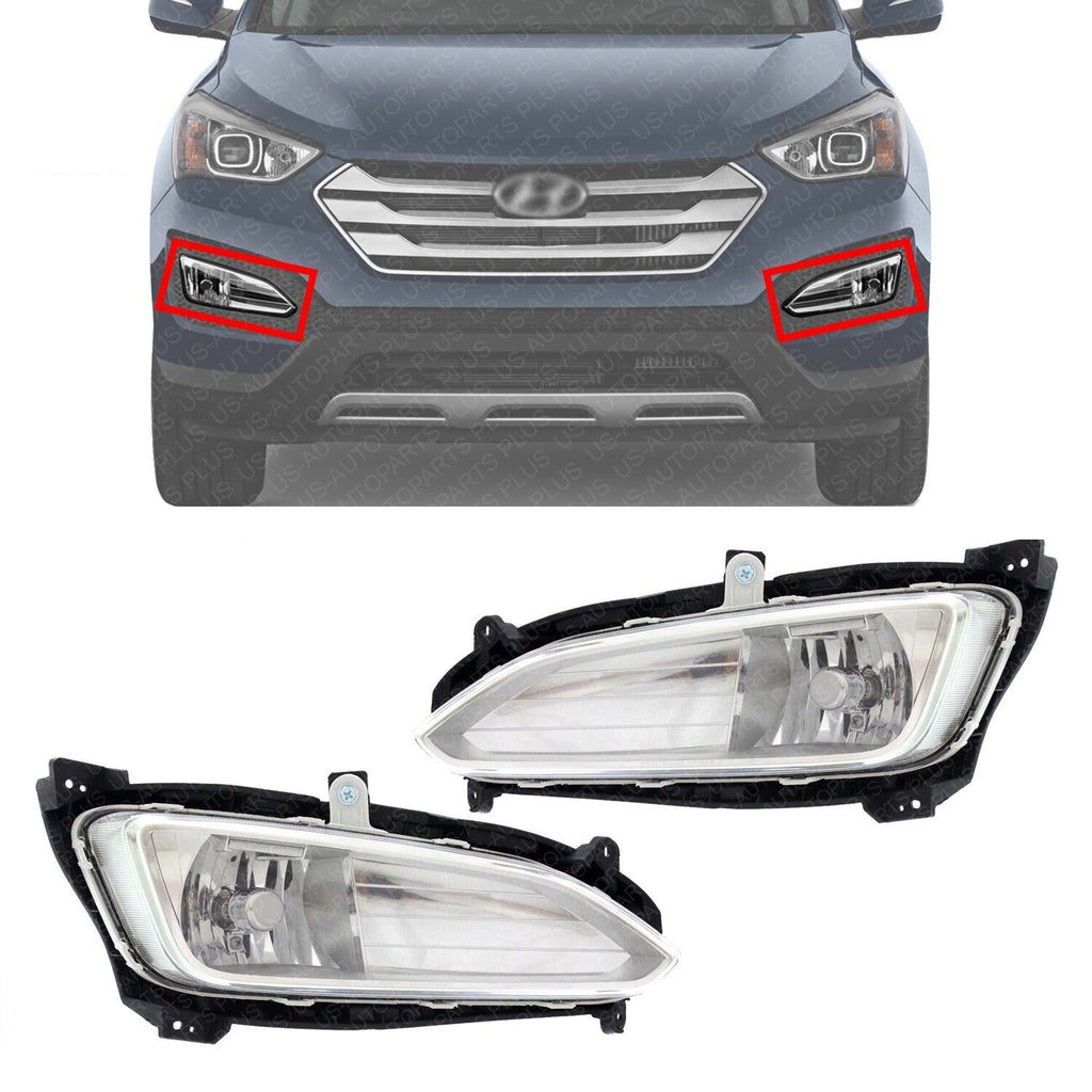 Front Fog Lights Assembly Left & Right Side For 2013-2016 Hyundai Sante Fe Sport