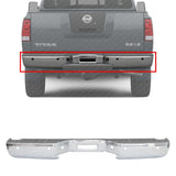 Rear Step Bumper Chrome Steel with Sensor Holes For 2004-2014 Nissan Titan SE/SV
