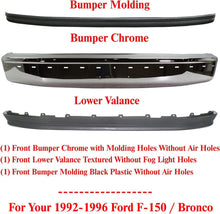 Load image into Gallery viewer, Front Bumper Chrome + Molding Black + Lower Valance Textured For 1992-1996 Ford F-150 &amp; Bronco / 1992-1997 F-250 F-350