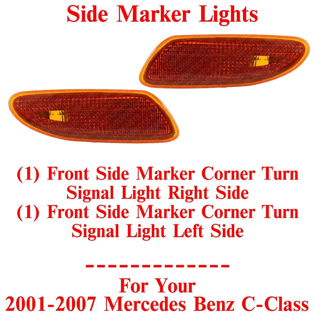 Front Side Marker Corner Turn Signal Lights For 2001-2007 Mercedes Benz C-Class