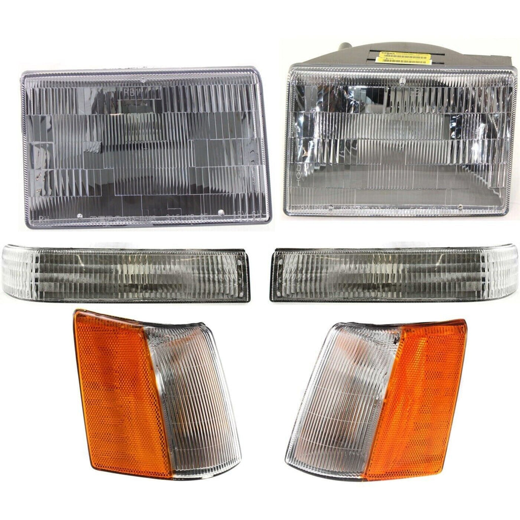 Headlights Assembly + Corner & Signal Lights For 1993-1996 Jeep Grand Cherokee