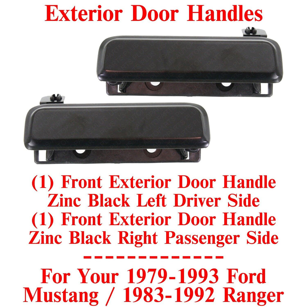 Front Exterior Door Handles Zinc Black For 1979-93 Ford Mustang / 1983-92 Ranger