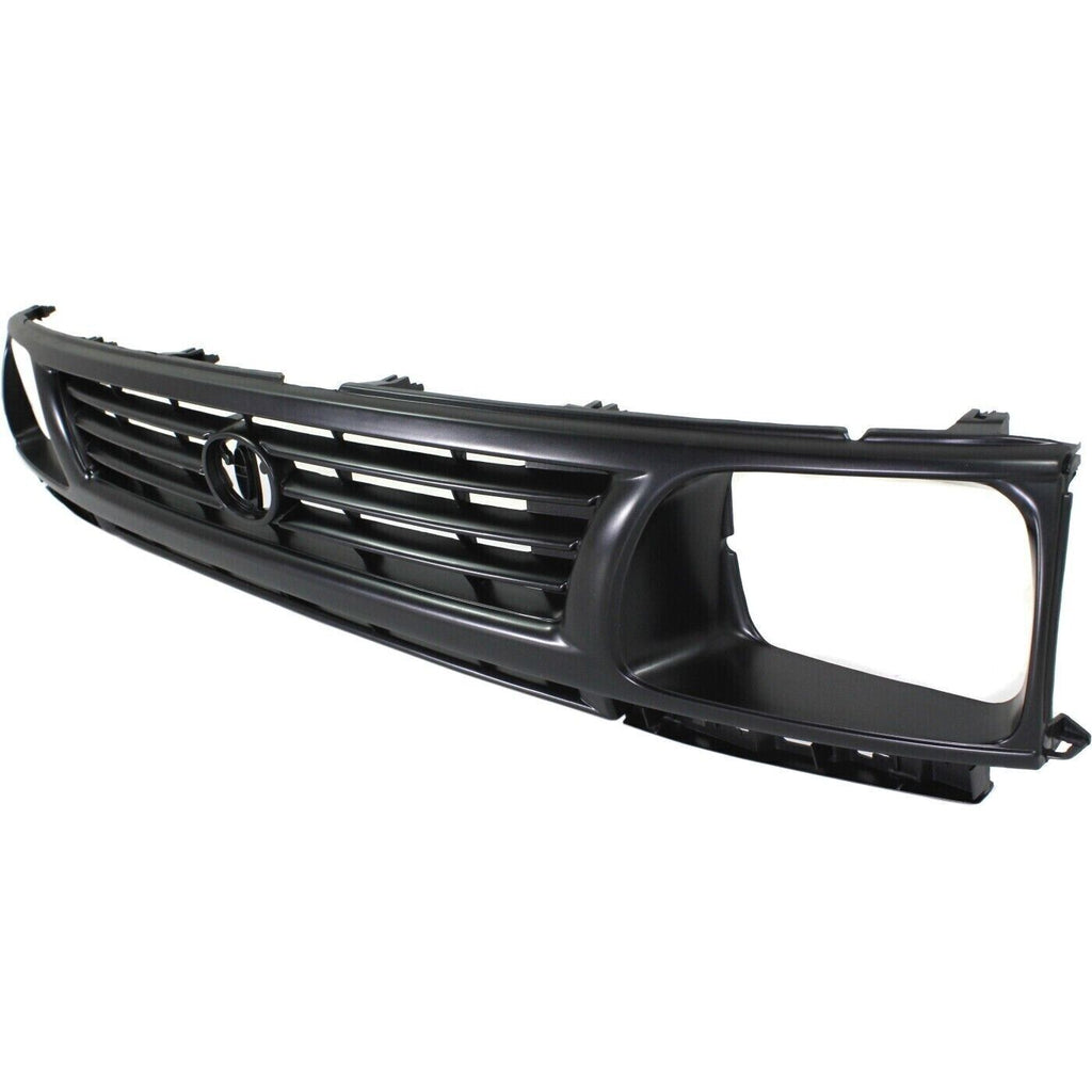 Front Bumper Painted Black + Grille + Fillers For 1995-1996 Toyota Tacoma 2WD