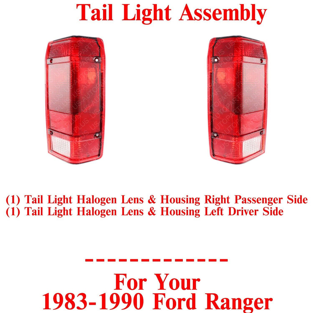 Tail Light Halogen Lens and Housing Left & Right Side For 1983-1990 Ford Ranger