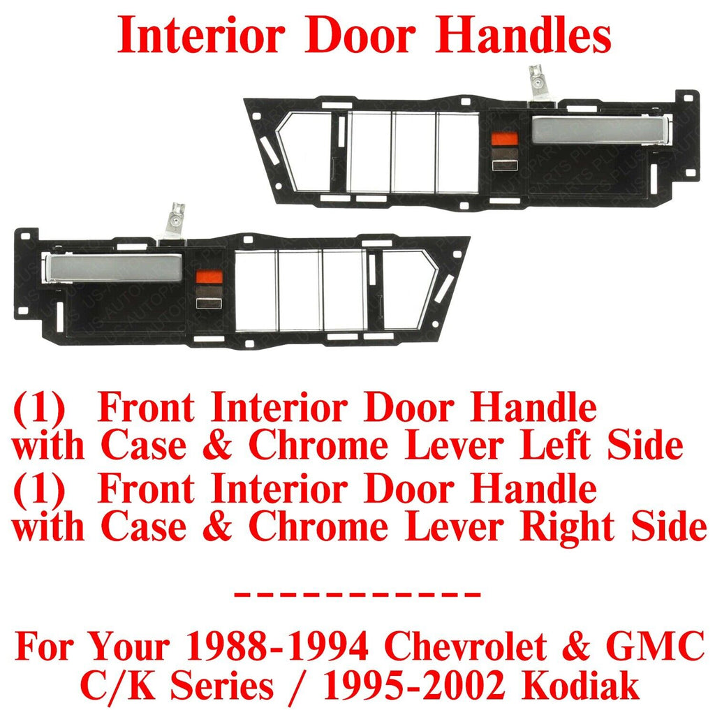 Front Interior Door Handles Chrome Lever For 1988-02 Chevy GMC C/K Series Kodiak