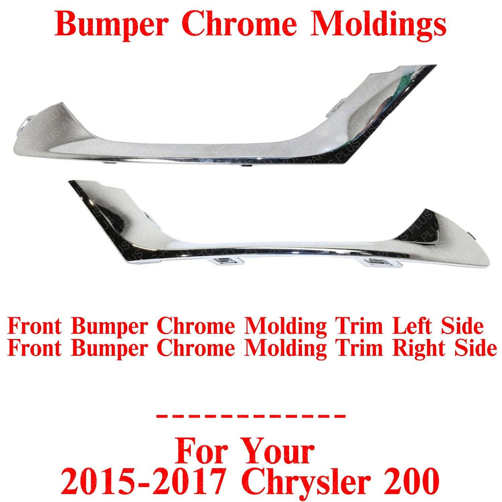 Front Bumper Chrome Moldings Trim Left & Right Side For 2015-2017 Chrysler 200