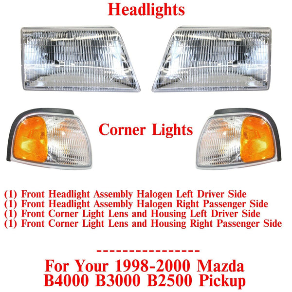 Headlights Assembly + Corner Lights For 1998-2000 Mazda B4000