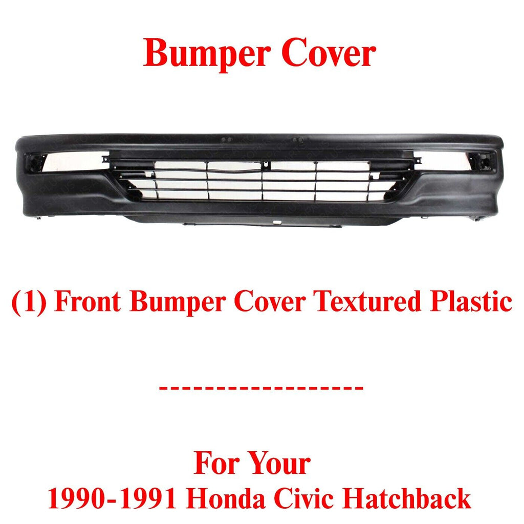 Front Bumper Cover Textured Plastic For 1990-1991 Honda Civic Hatchback