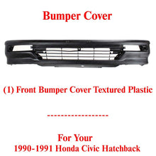 Load image into Gallery viewer, Front Bumper Cover Textured Plastic For 1990-1991 Honda Civic Hatchback
