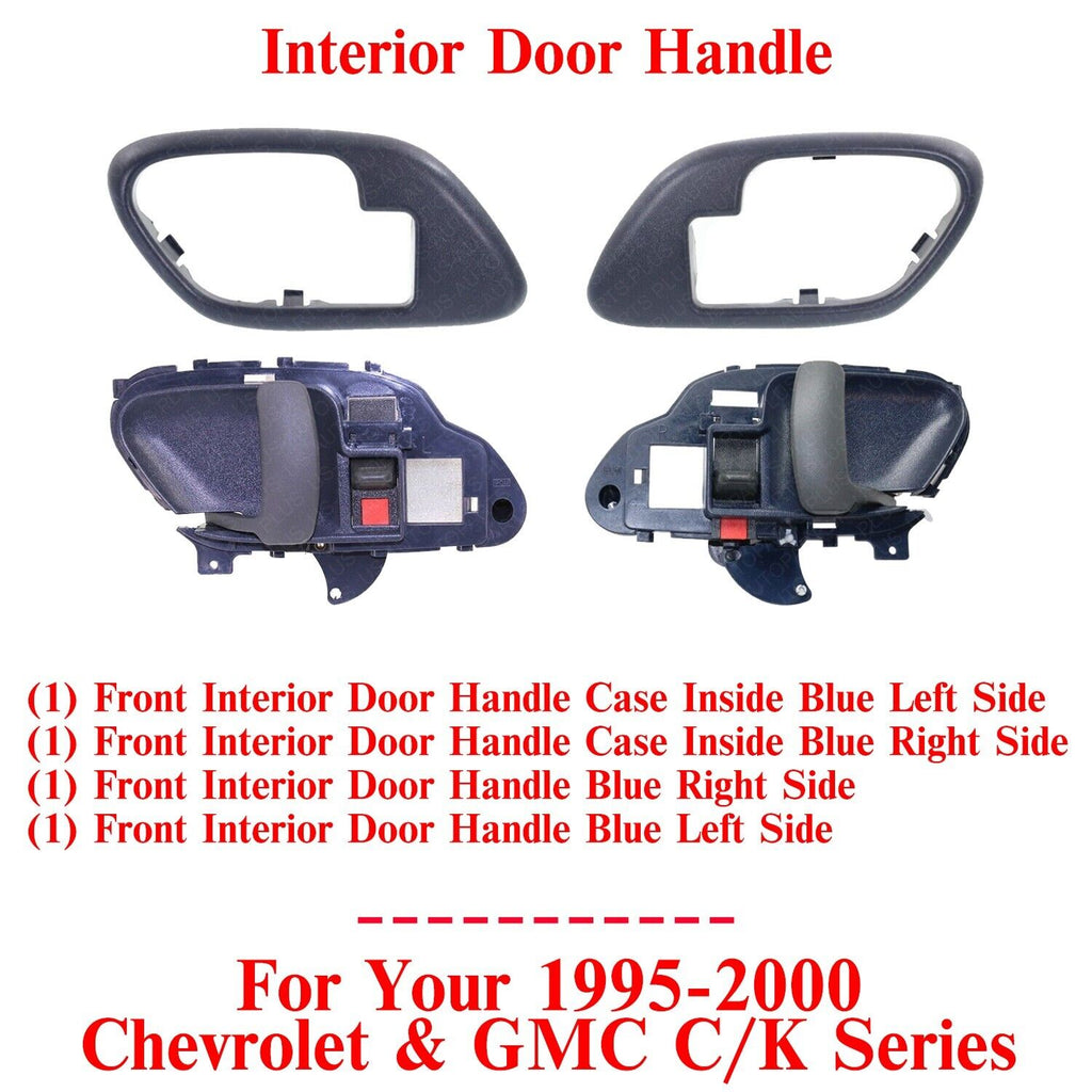 4Pcs Front Interior Door Handles Blue For 1995-2000 Chevrolet & GMC C/K Series
