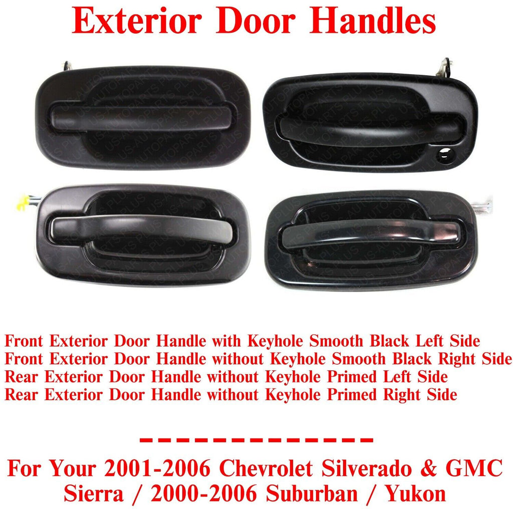 4Pcs Exterior Door Handles For 2001-06 Silverado/Sierra / 2000-06 Suburban/Yukon