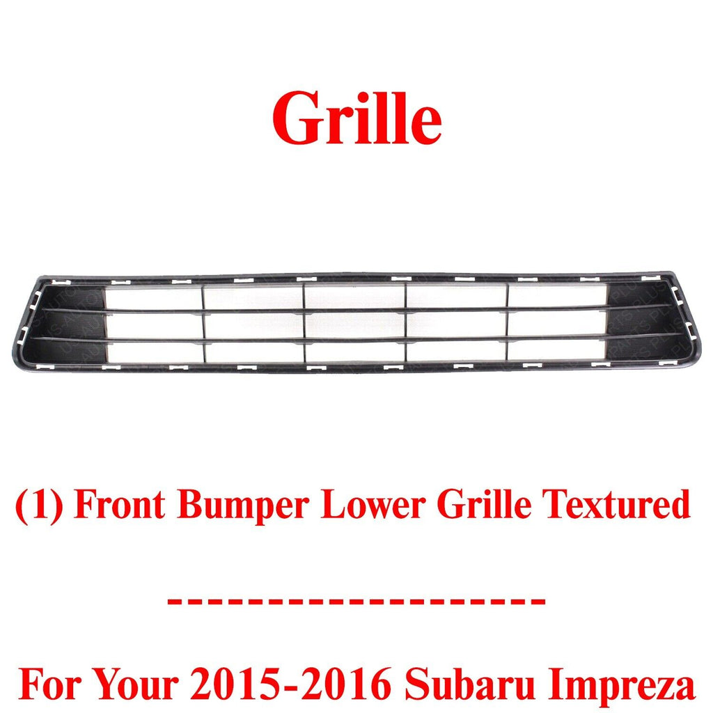 Front Bumper Lower Grille Textured For 2015-2016 Subaru Impreza Sedan / Wagon