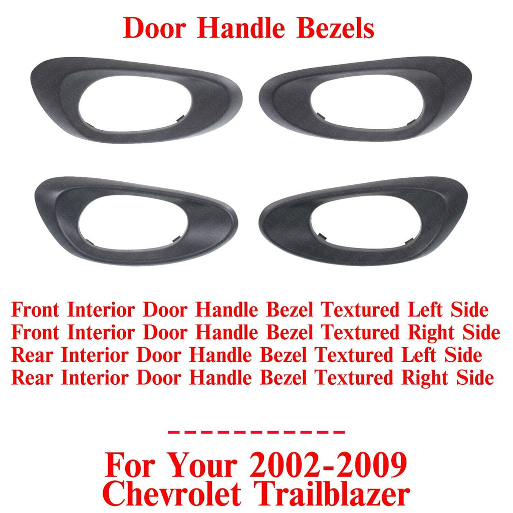 Front&Rear Interior Door Handle Bezels Textured For 2002-09 Chevy Trailblazer