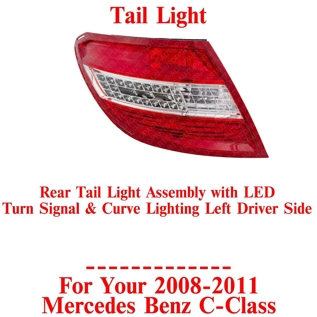 Rear Tail Light Assembly Left Driver Side For 2008 - 2011 Mercedes Benz C-Class