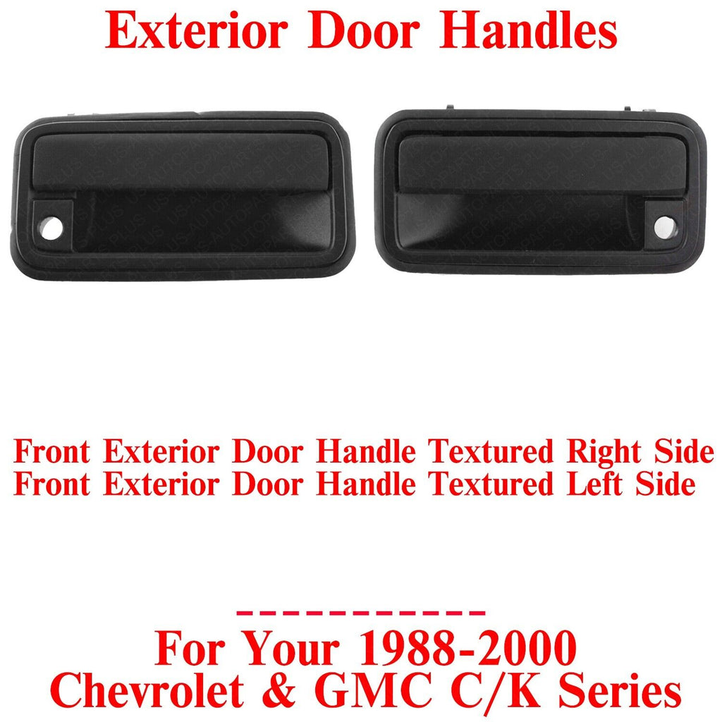Front Exterior Door Handles Textured Black For 1988-2000 Chevy & GMC C/K Series