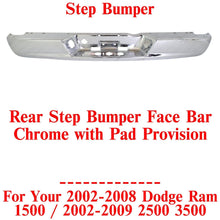 Load image into Gallery viewer, Rear Step Bumper FaceBar Chrome Steel For 2002-08 Dodge Ram 1500/03-09 2500 3500