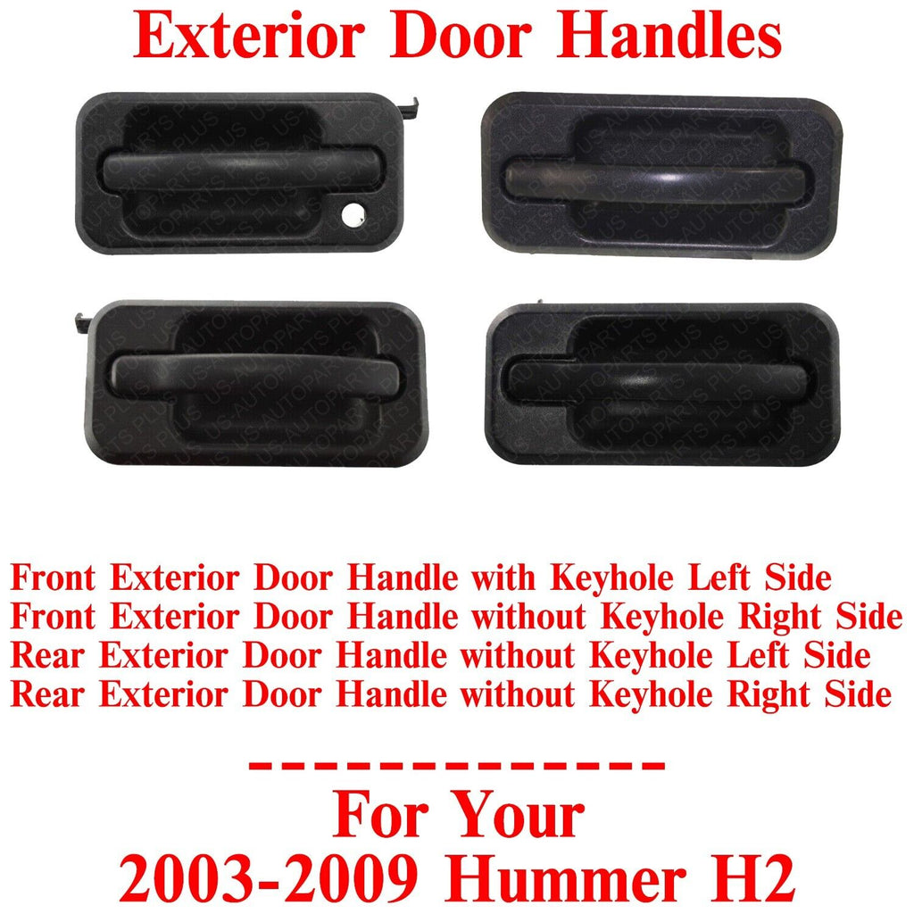 Front & Rear Exterior Door Handles Textured Black LH&RH For 2003-2009 Hummer H2