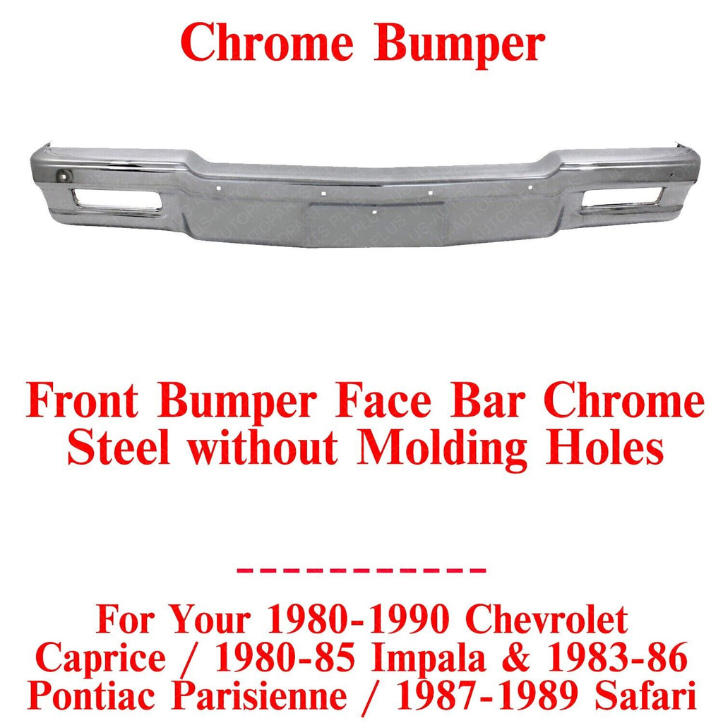 Front Bumper Face Bar Chrome Steel For 1980-1990 Chevrolet Caprice /80-85 Impala