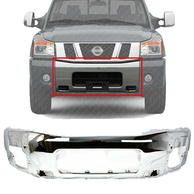 Front Bumper Face Bar Chrome Steel For 2004-2014 Nissan Titan Armada