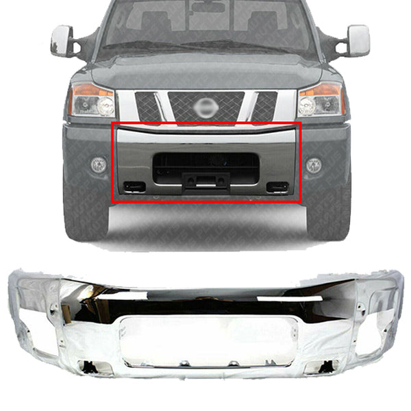 Front Bumper Face Bar Chrome Steel For 2004 2014 Nissan Titan