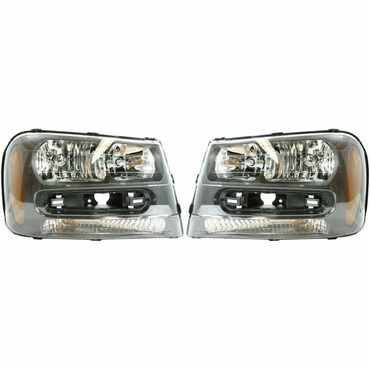 Set of 2 Halogen Headlight with Bulbs Pair for 2002-2009 Chevy