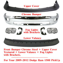 Load image into Gallery viewer, Front Bumper Chrome + Upper Cover + Valance + Fogs For 2009-2012 Dodge Ram 1500