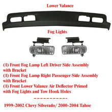 Load image into Gallery viewer, Front Lower Valance + Fog Lamp RH + LH For 99-02 Chevy Silverado / 00-04 Tahoe