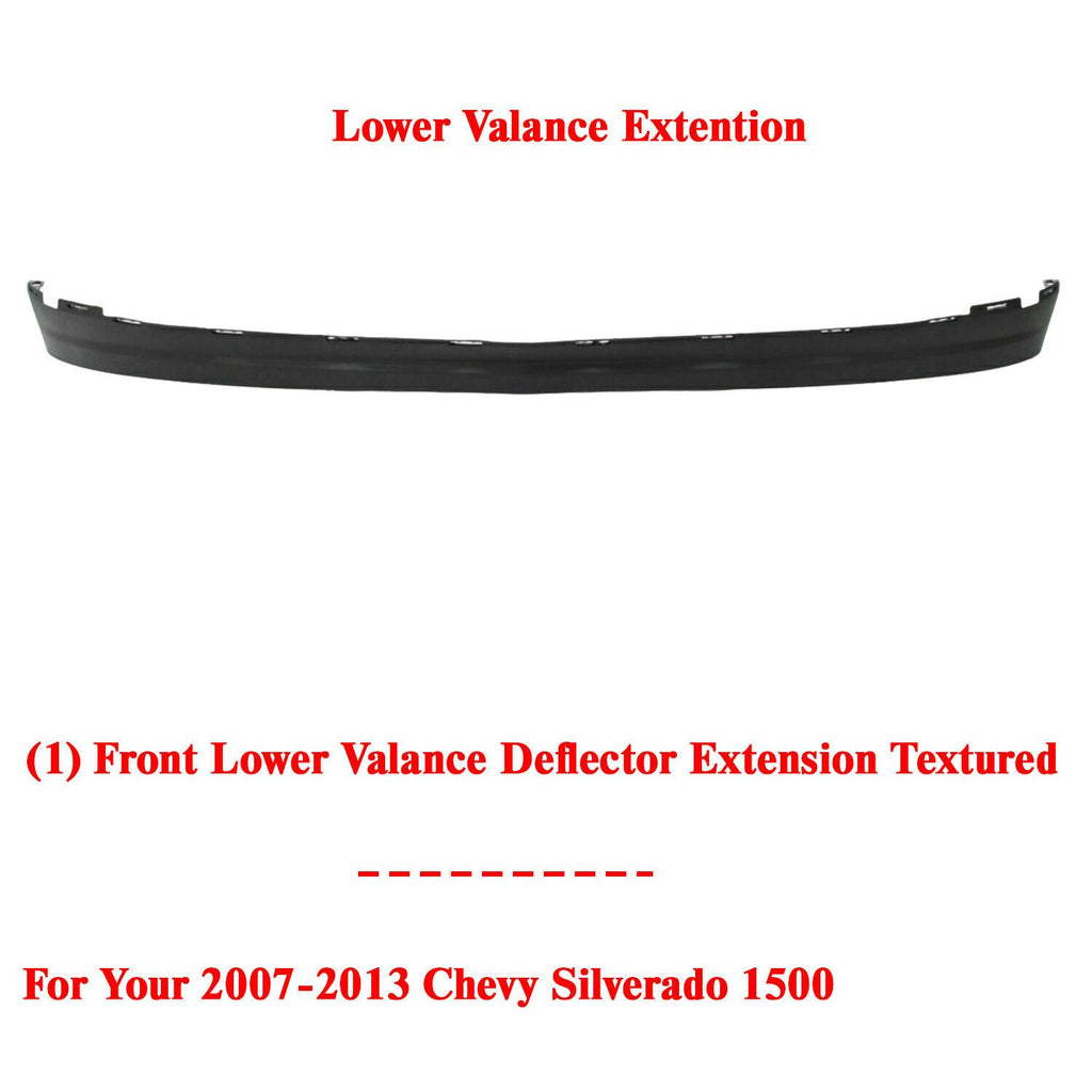 Front Lower Valance Deflector Extension Textured For 07-13 Chevy Silverado 1500