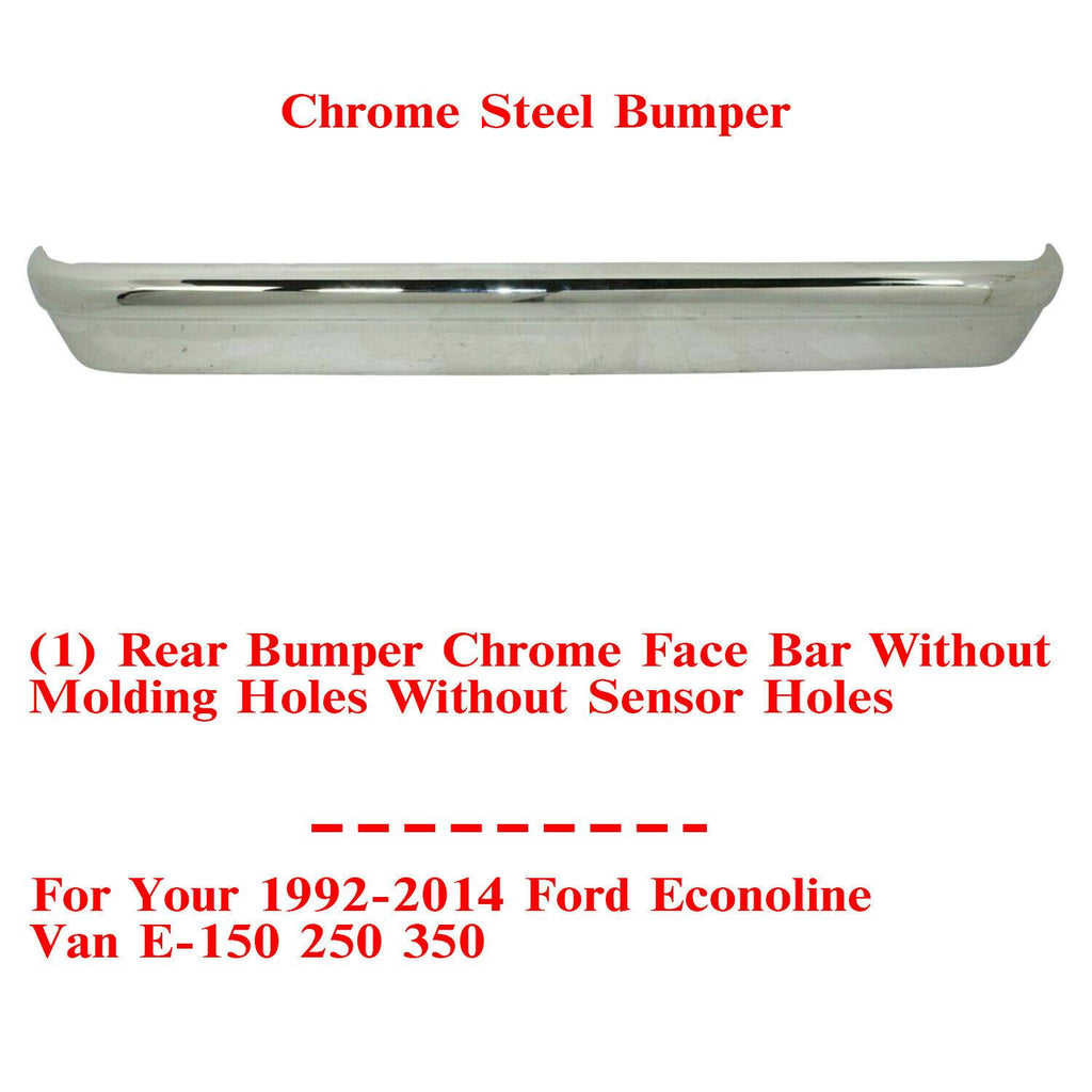 Rear Bumper Chrome Steel For 1992-2014 Ford Econoline Van E-150 250 350