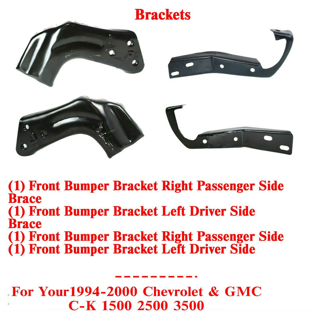 Bumper Bracket For 95-2000 Chevrolet Tahoe Set of 4 Front Left & Right Side