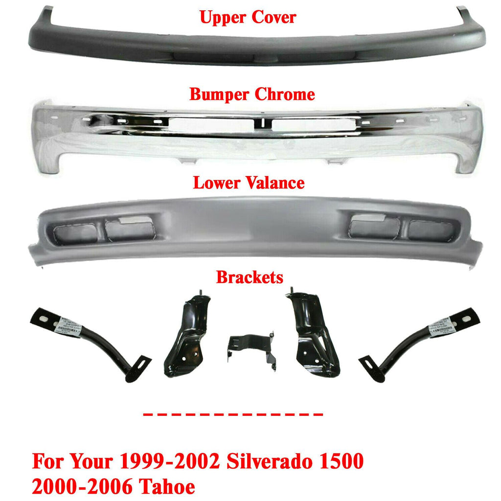 Front Bumper Chrome Kit With Brackets For 1999-02 Silverado 1500 / 2000-06 Tahoe