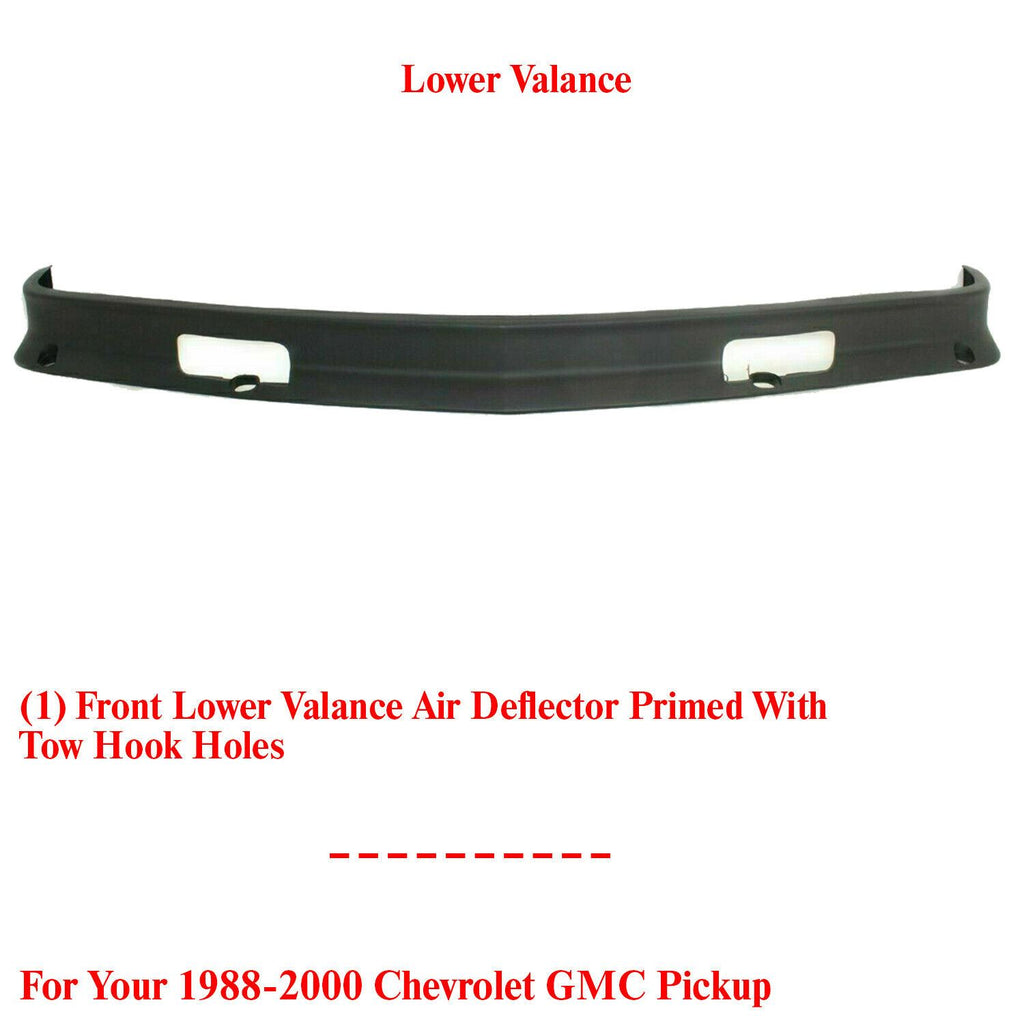 Front Lower Valance Primed With Tow Hook Holes For 1988-2000 Chevy GMC Pickup
