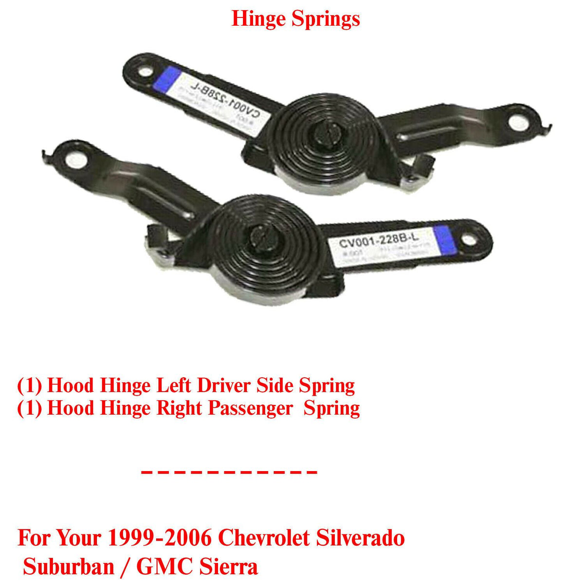 Hood Hinge Springs LH+RH For 1999-2006 Chevrolet Silverado