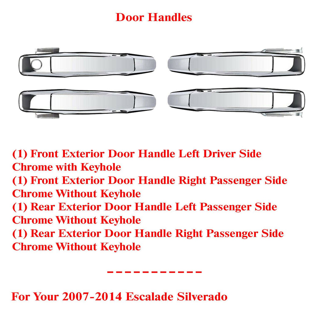 Exterior Chrome Door Handle Set For 07-14 Chevrolet Silverado / Cadilac Escalade