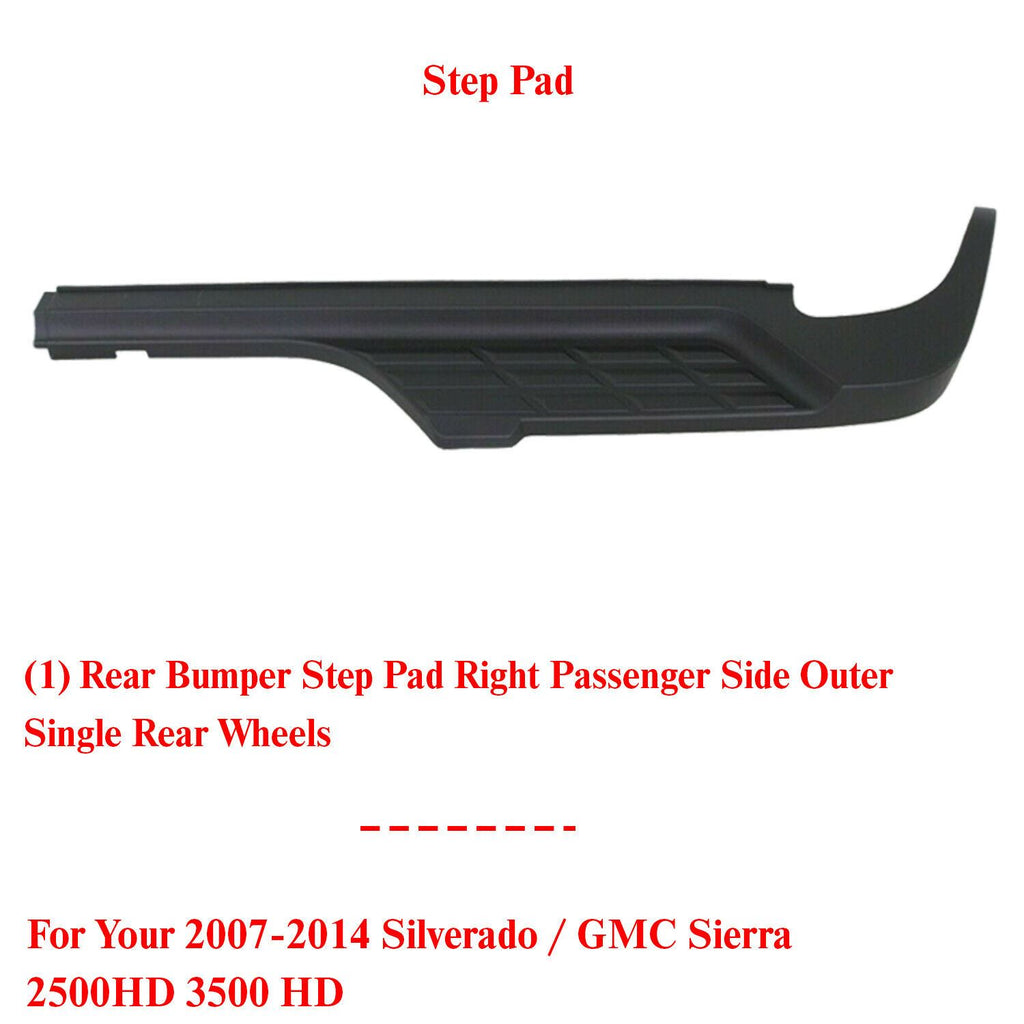 Rear Bumper Step Pads RH For 07-2014 Chevy Silverado/GMC Sierra 2500HD 3500HD