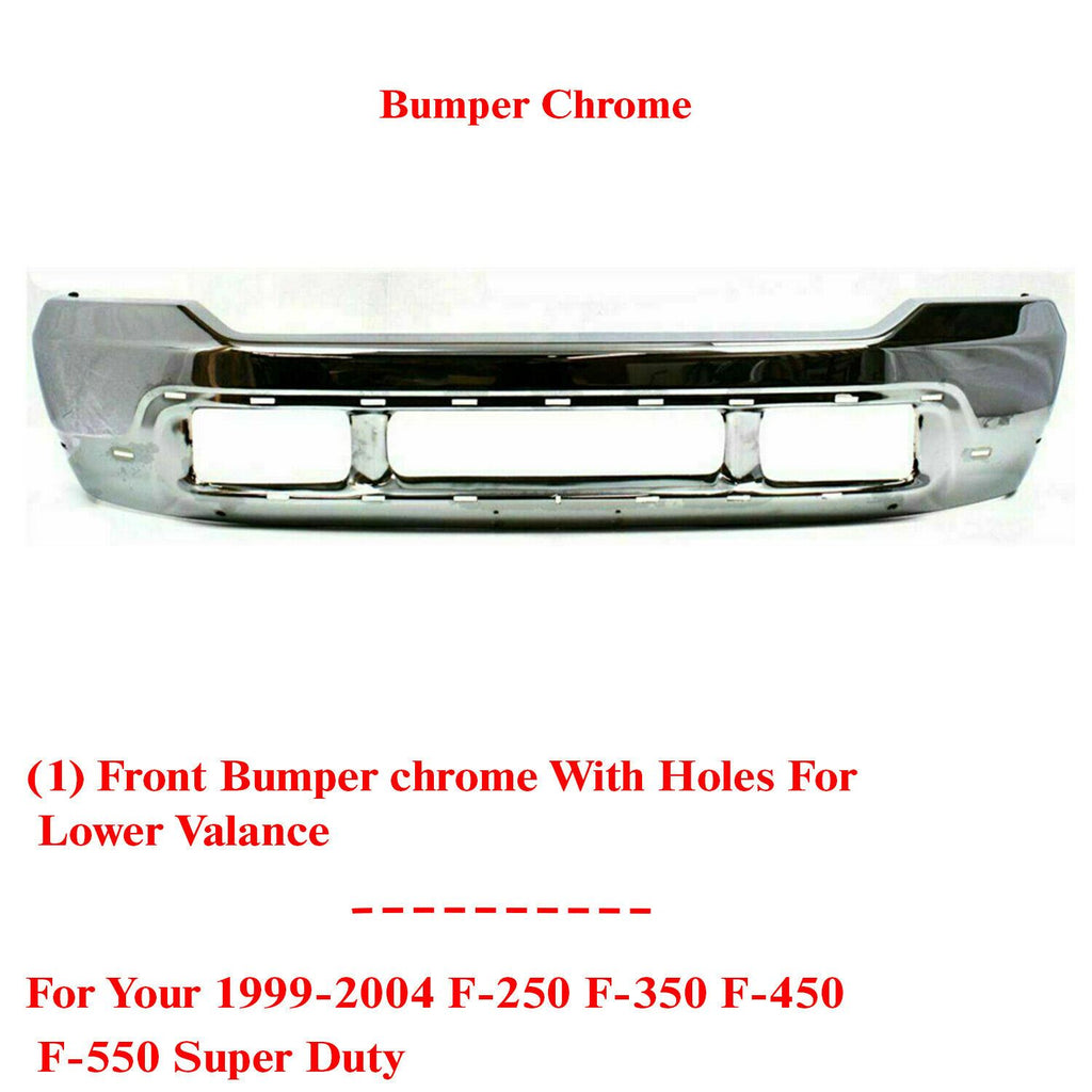 Front Bumper Chrome Steel Shell Fascia For 1999-2004 F250 F350 Super Duty