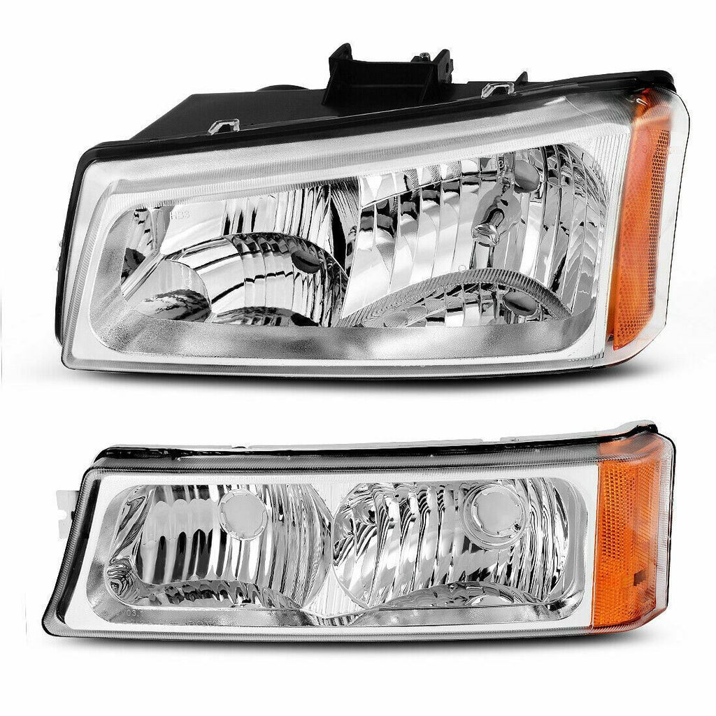 Front Headlamps + Signal Lamps For 2003-2006 Chevrolet Silverado / Avalanche