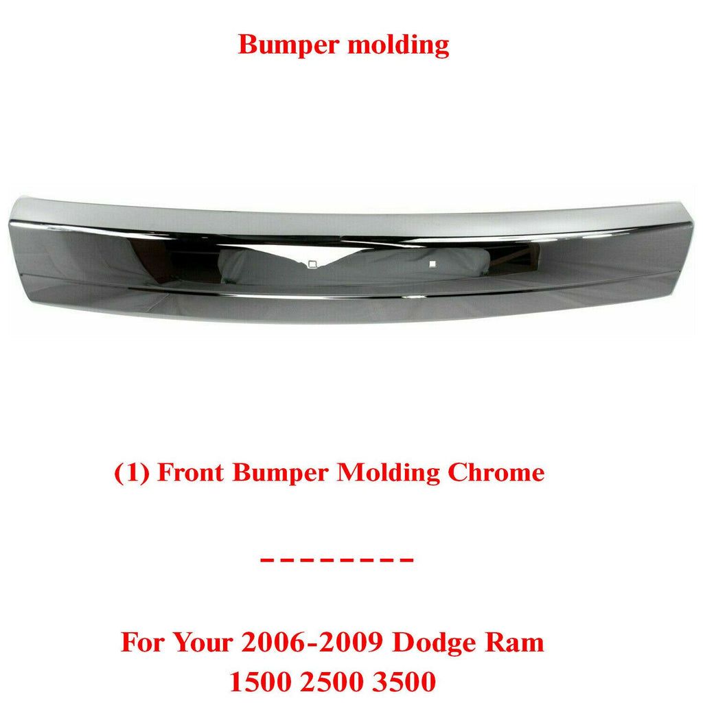 Front Bumper Molding Chrome For 2006-2009 Dodge Ram 1500 2500 3500 Pickup