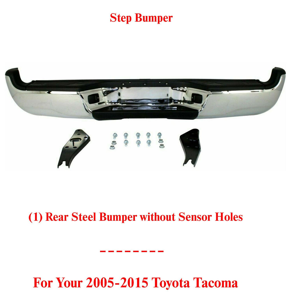 Rear Step Bumper Assembly Steel Chrome For 2005 - 2015 Toyota Tacoma
