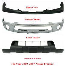 Load image into Gallery viewer, Front Bumper Chrome + Upper Cover + Lower Valance For 2009-2017 Nissan Frontier