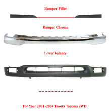 Load image into Gallery viewer, Front Bumper Chrome + Valance + Headlight Filler For 2001-2004 Toyota Tacoma 2WD