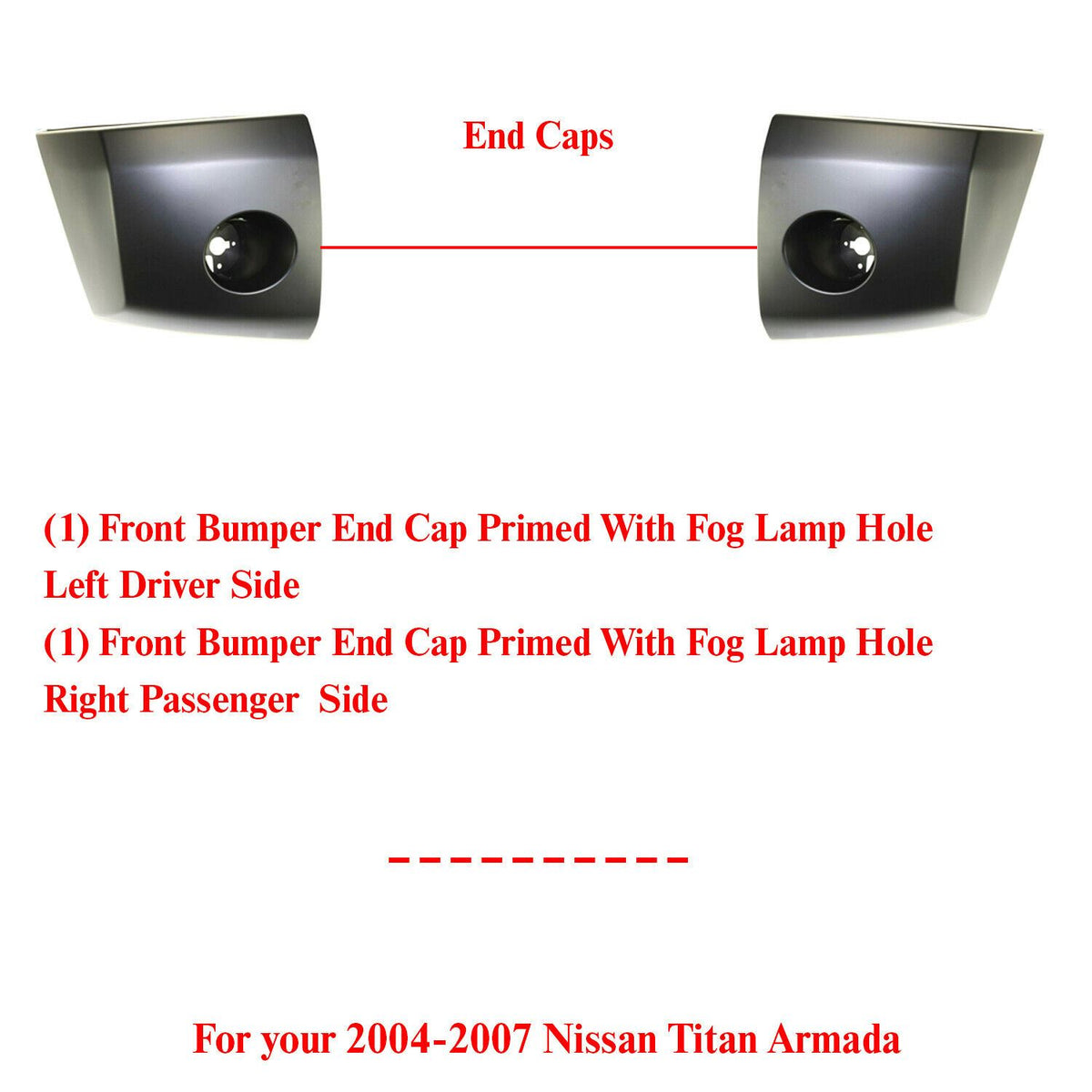 Front Bumper End Caps Primed With Fog light Holes For 04 07 Nissan