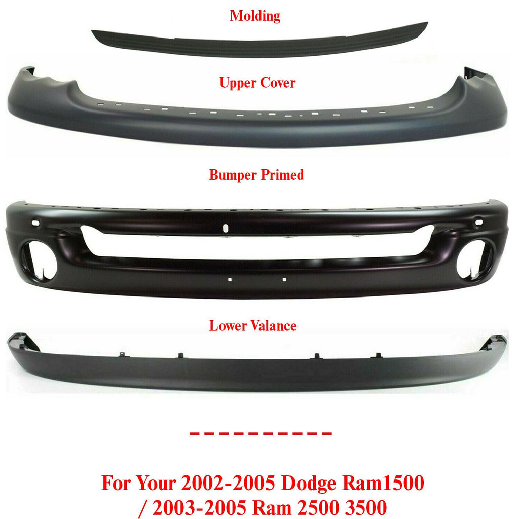 Front Bumper Primed Steel Kit For 2002-2005 Dodge Ram 1500 / 2003-2005 2500 3500