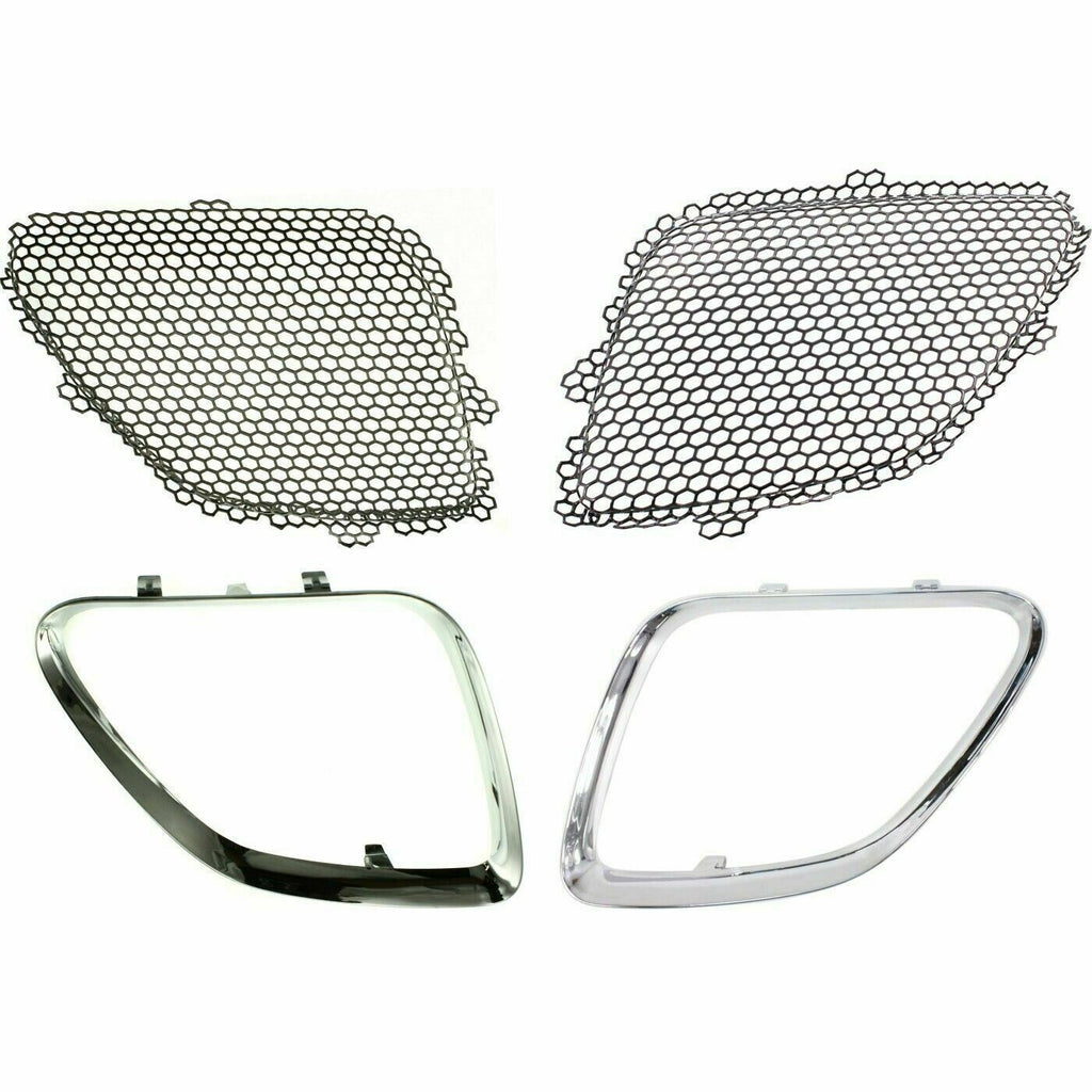 Front Grille Mesh Inserts + Upper Trim Chrome Left & Right For 05-09 Pontiac G6