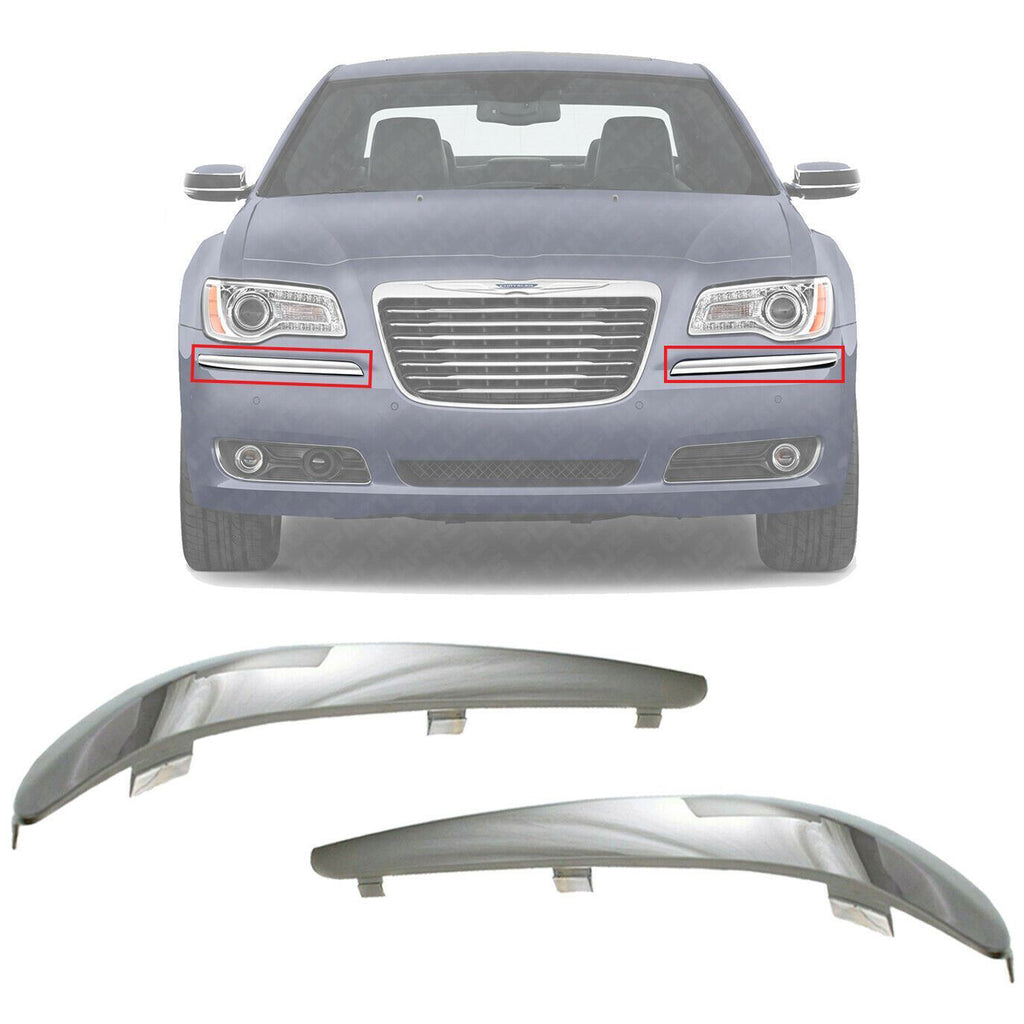 Front Bumper Molding Chrome Left and Right Side For 2011-2014 Chrysler 300