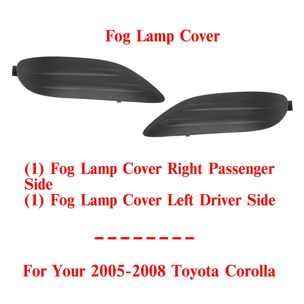 Front Fog Light Cover Set Plastic Left And Right For 2005-2008 Toyota Corolla